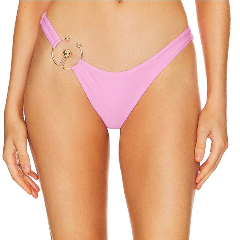 Lovewave Minako Bottom Pink Hip Ring Pull On Low‎ Waist Bikini Swimsuit Sz M